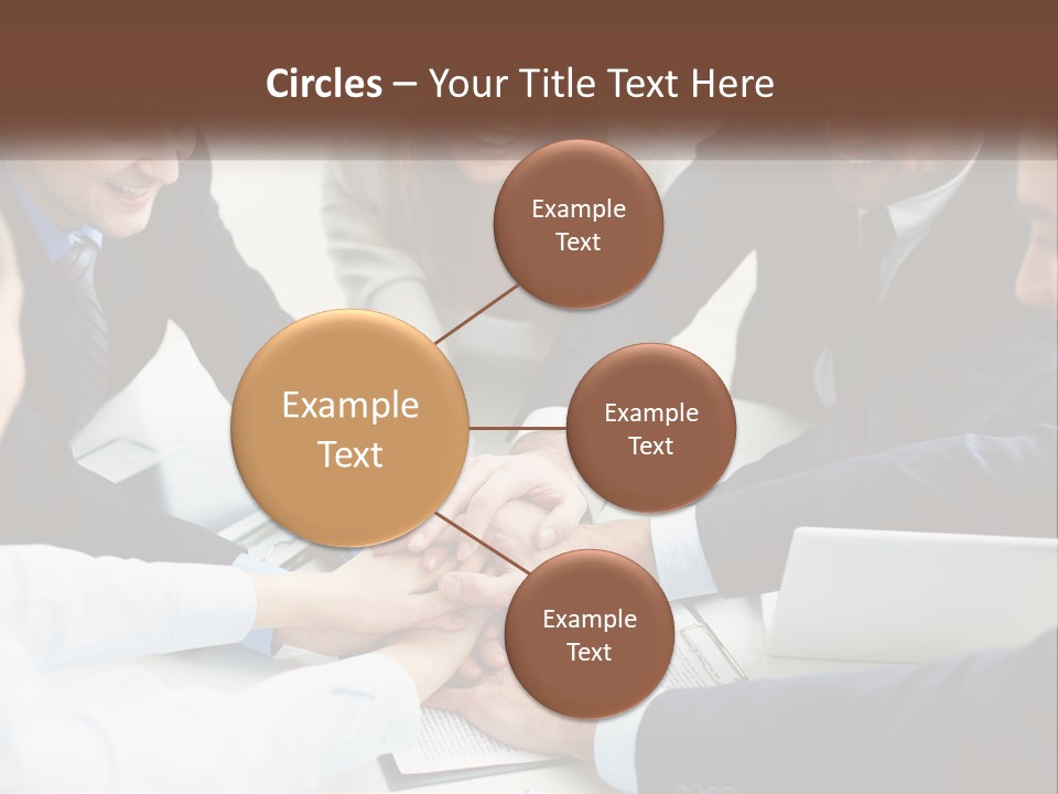 A Group Of Business People Putting Their Hands Together PowerPoint Template
