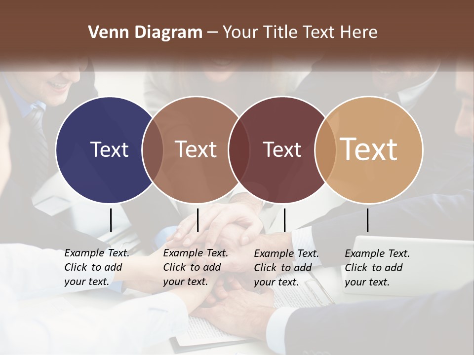 A Group Of Business People Putting Their Hands Together PowerPoint Template