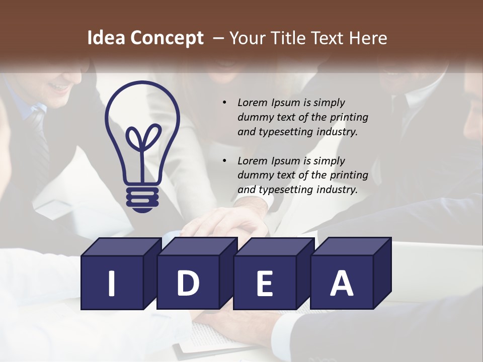 A Group Of Business People Putting Their Hands Together PowerPoint Template