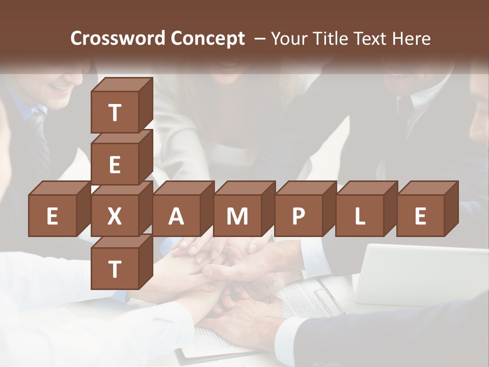 A Group Of Business People Putting Their Hands Together PowerPoint Template