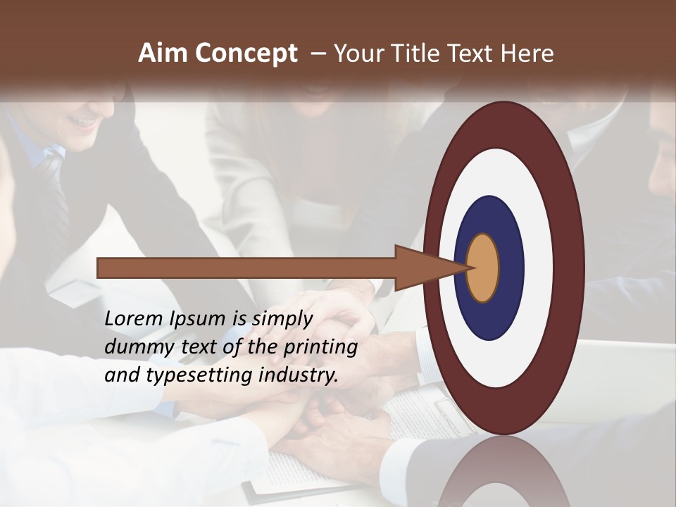 A Group Of Business People Putting Their Hands Together PowerPoint Template