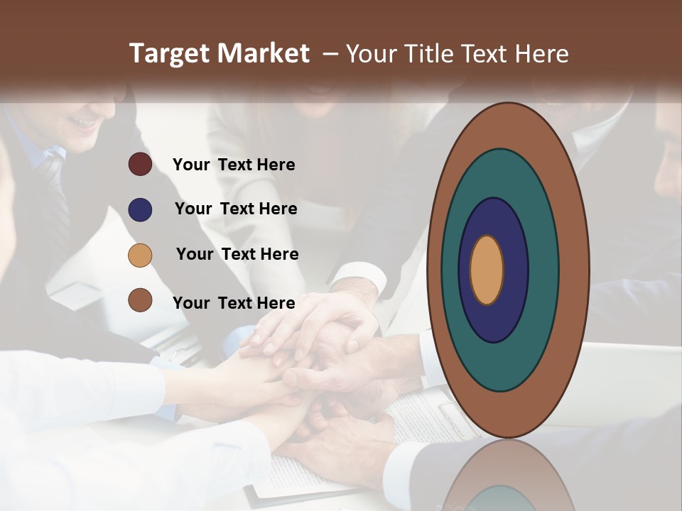 A Group Of Business People Putting Their Hands Together PowerPoint Template