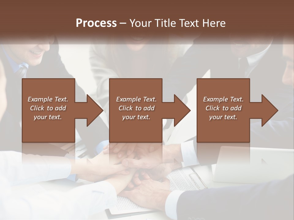 A Group Of Business People Putting Their Hands Together PowerPoint Template