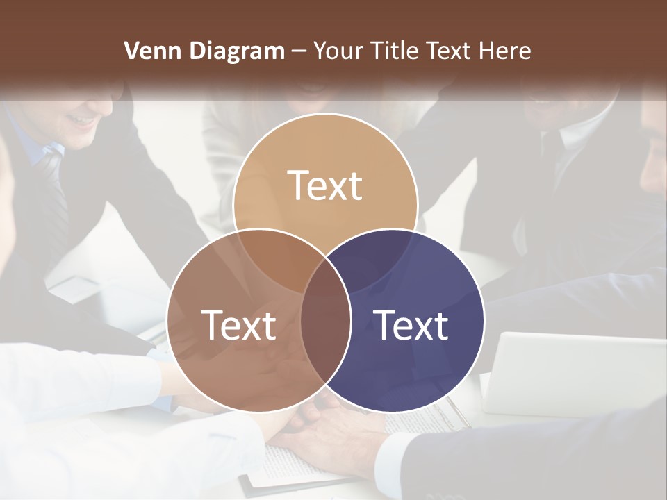 A Group Of Business People Putting Their Hands Together PowerPoint Template