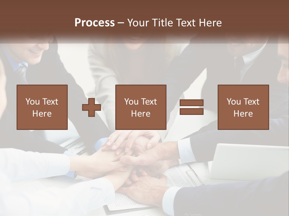 A Group Of Business People Putting Their Hands Together PowerPoint Template