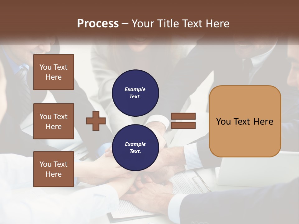 A Group Of Business People Putting Their Hands Together PowerPoint Template