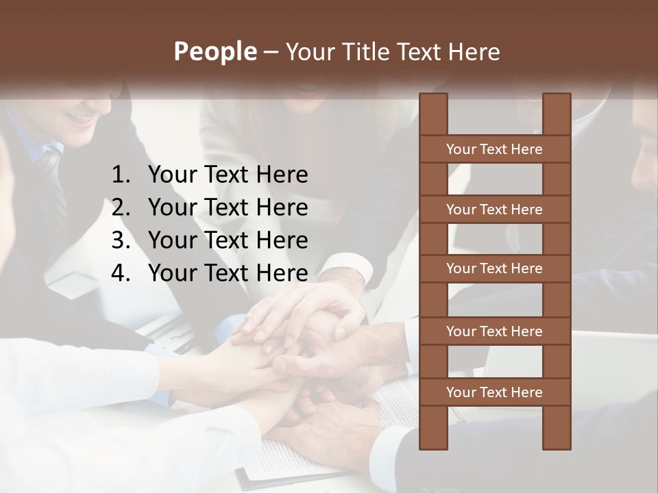 A Group Of Business People Putting Their Hands Together PowerPoint Template