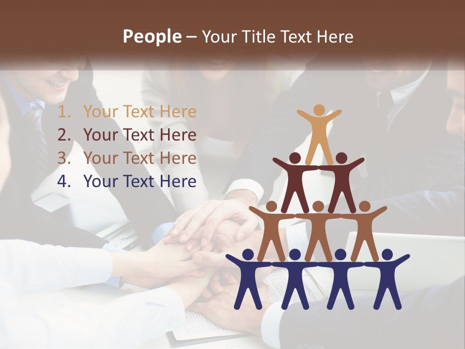 A Group Of Business People Putting Their Hands Together PowerPoint Template