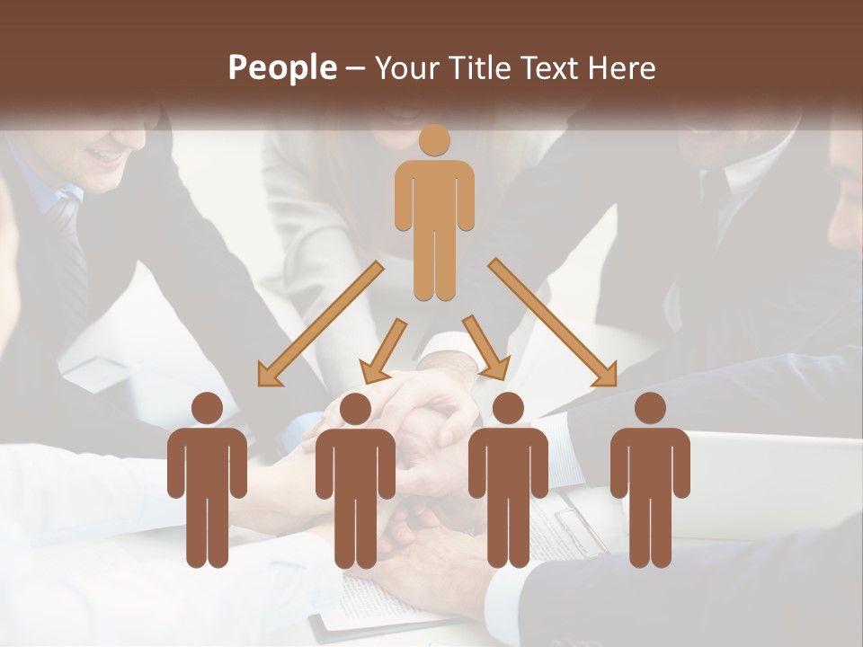 A Group Of Business People Putting Their Hands Together PowerPoint Template