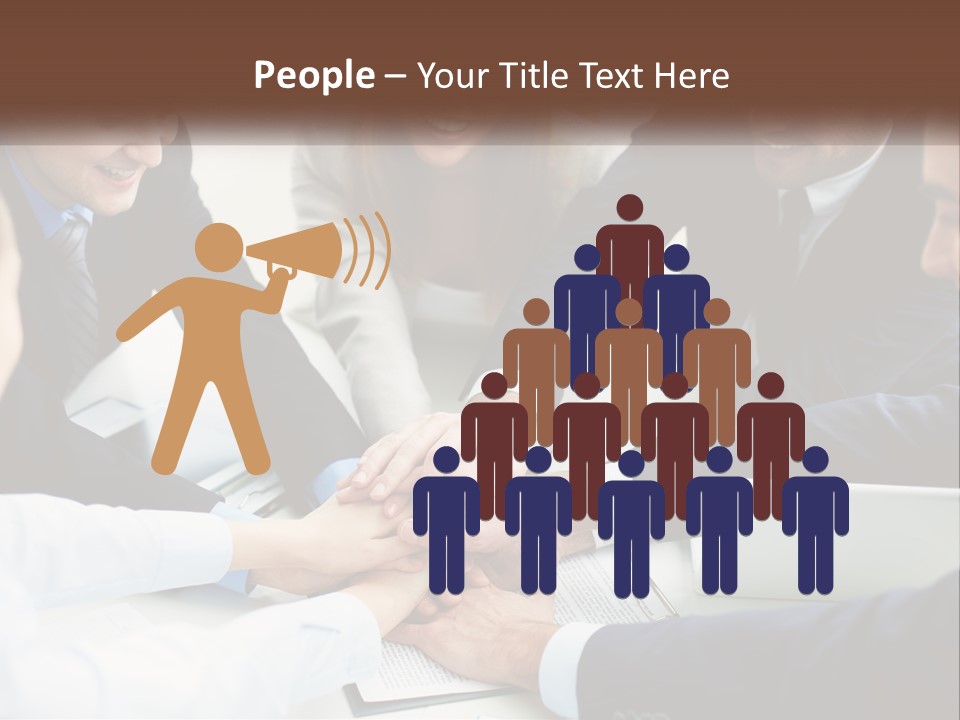 A Group Of Business People Putting Their Hands Together PowerPoint Template