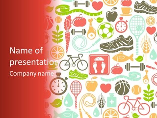 A Variety Of Sports Related Items On A White And Red Background PowerPoint Template