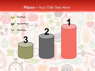 A Variety Of Sports Related Items On A White And Red Background PowerPoint Template