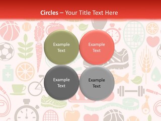 A Variety Of Sports Related Items On A White And Red Background PowerPoint Template