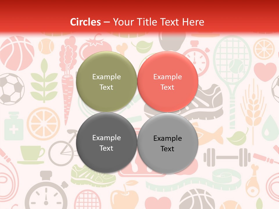 A Variety Of Sports Related Items On A White And Red Background PowerPoint Template