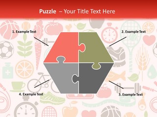 A Variety Of Sports Related Items On A White And Red Background PowerPoint Template
