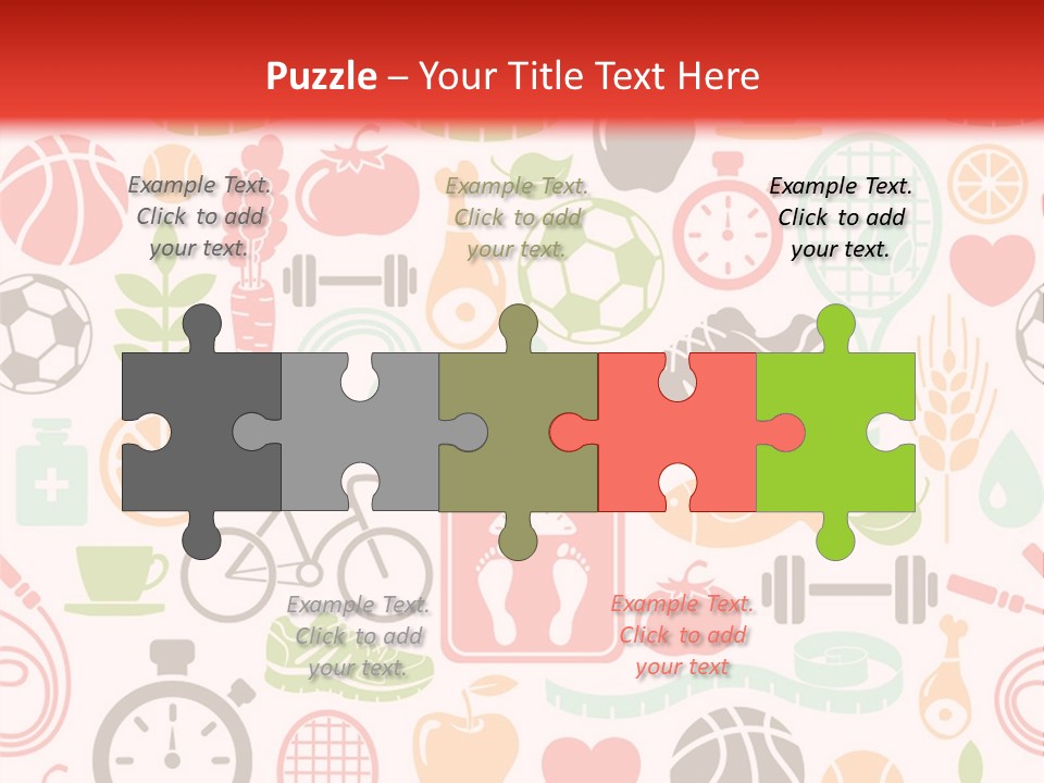 A Variety Of Sports Related Items On A White And Red Background PowerPoint Template