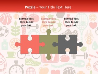 A Variety Of Sports Related Items On A White And Red Background PowerPoint Template