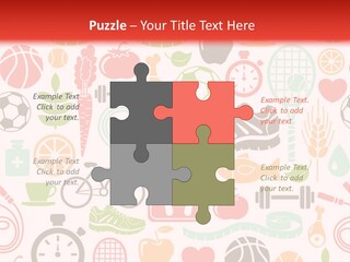 A Variety Of Sports Related Items On A White And Red Background PowerPoint Template