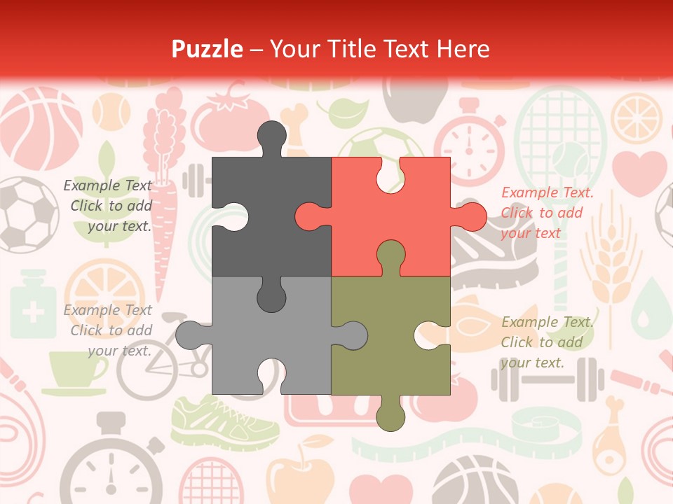 A Variety Of Sports Related Items On A White And Red Background PowerPoint Template