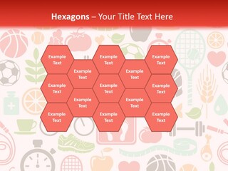 A Variety Of Sports Related Items On A White And Red Background PowerPoint Template