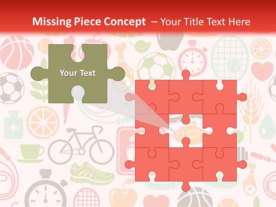 A Variety Of Sports Related Items On A White And Red Background PowerPoint Template