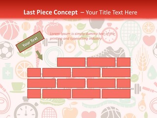 A Variety Of Sports Related Items On A White And Red Background PowerPoint Template