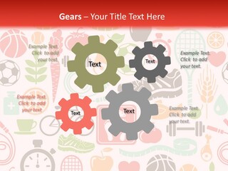 A Variety Of Sports Related Items On A White And Red Background PowerPoint Template