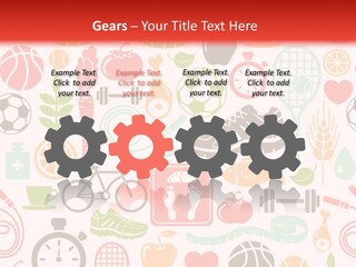A Variety Of Sports Related Items On A White And Red Background PowerPoint Template