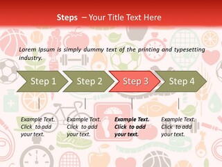 A Variety Of Sports Related Items On A White And Red Background PowerPoint Template