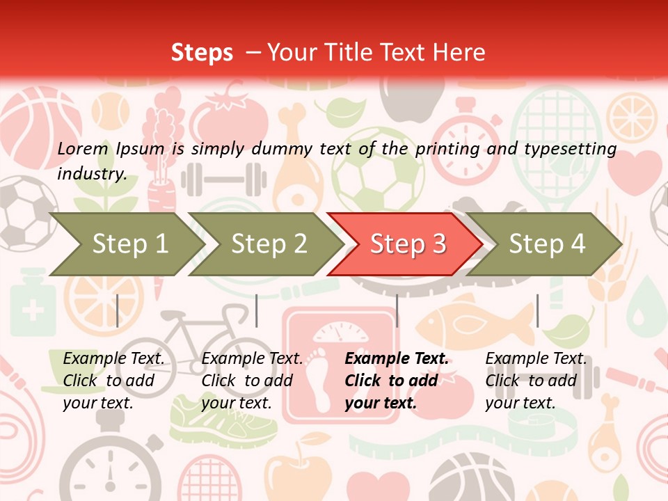 A Variety Of Sports Related Items On A White And Red Background PowerPoint Template