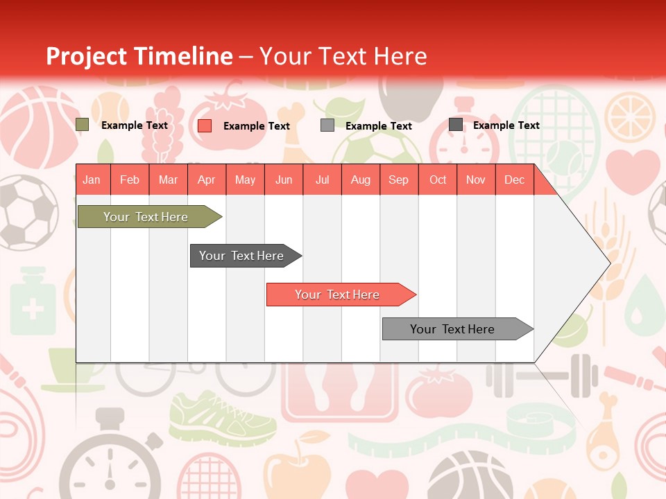 A Variety Of Sports Related Items On A White And Red Background PowerPoint Template