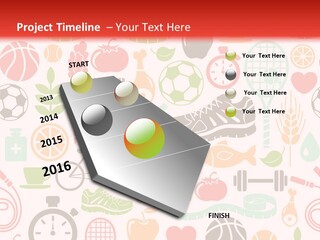 A Variety Of Sports Related Items On A White And Red Background PowerPoint Template