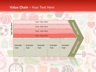 A Variety Of Sports Related Items On A White And Red Background PowerPoint Template