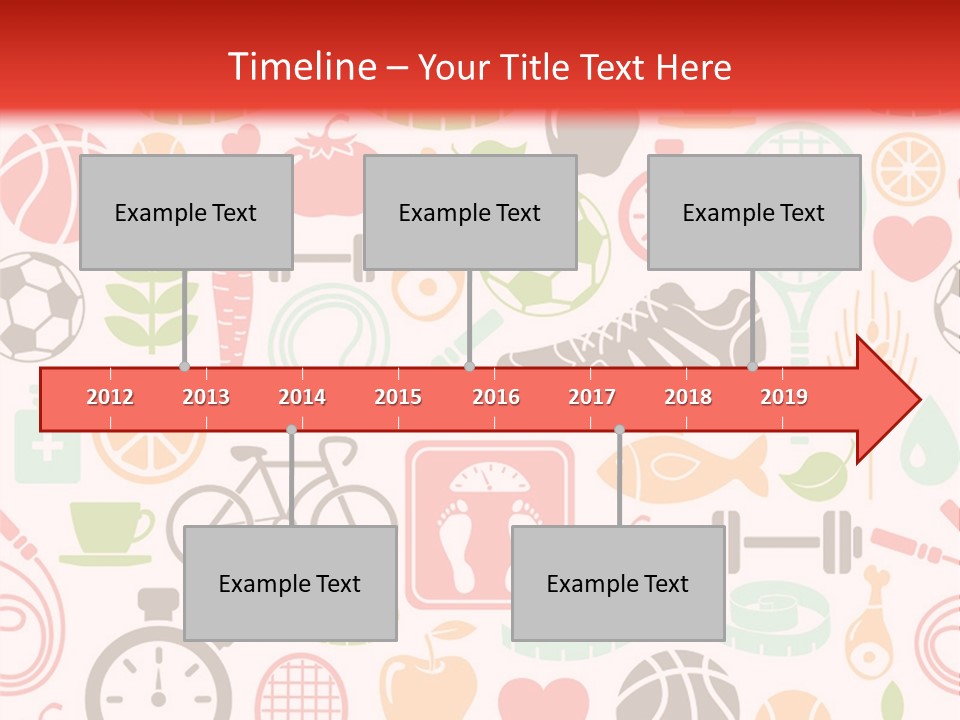 A Variety Of Sports Related Items On A White And Red Background PowerPoint Template