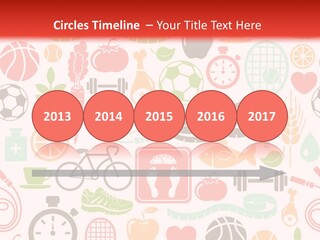 A Variety Of Sports Related Items On A White And Red Background PowerPoint Template
