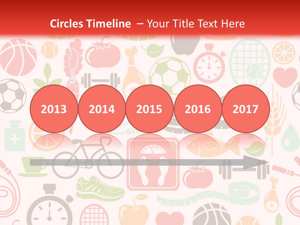 A Variety Of Sports Related Items On A White And Red Background PowerPoint Template
