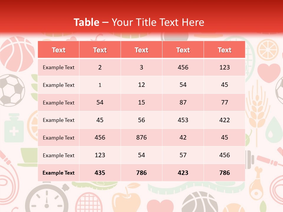 A Variety Of Sports Related Items On A White And Red Background PowerPoint Template
