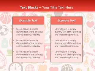 A Variety Of Sports Related Items On A White And Red Background PowerPoint Template