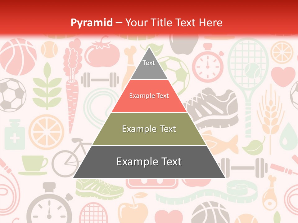 A Variety Of Sports Related Items On A White And Red Background PowerPoint Template