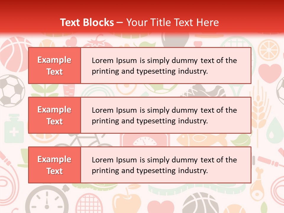 A Variety Of Sports Related Items On A White And Red Background PowerPoint Template