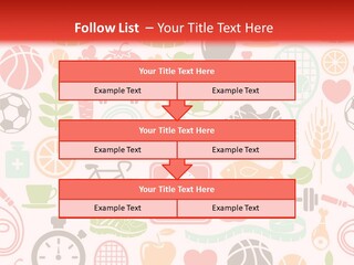 A Variety Of Sports Related Items On A White And Red Background PowerPoint Template
