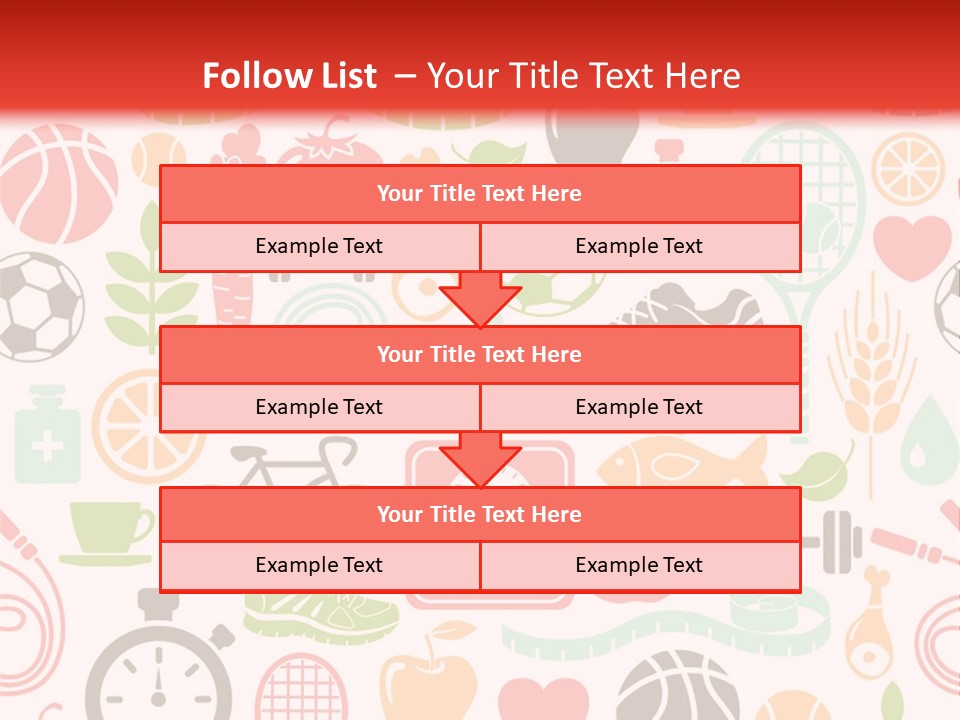 A Variety Of Sports Related Items On A White And Red Background PowerPoint Template