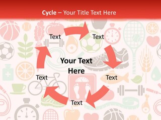 A Variety Of Sports Related Items On A White And Red Background PowerPoint Template