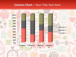 A Variety Of Sports Related Items On A White And Red Background PowerPoint Template