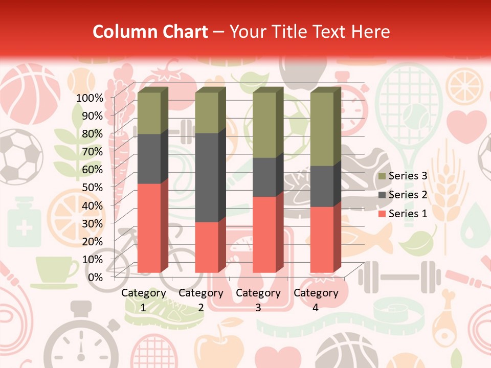 A Variety Of Sports Related Items On A White And Red Background PowerPoint Template