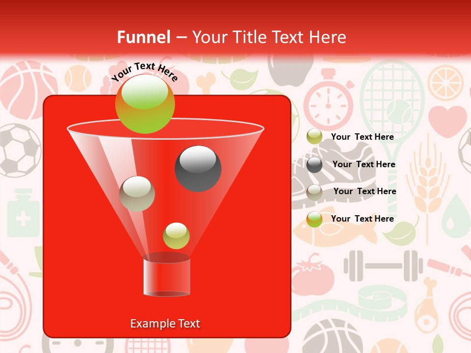 A Variety Of Sports Related Items On A White And Red Background PowerPoint Template