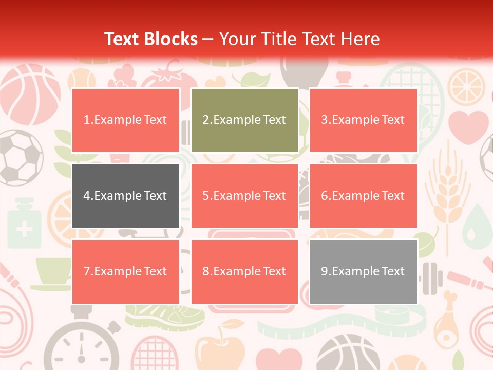 A Variety Of Sports Related Items On A White And Red Background PowerPoint Template
