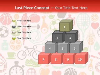 A Variety Of Sports Related Items On A White And Red Background PowerPoint Template