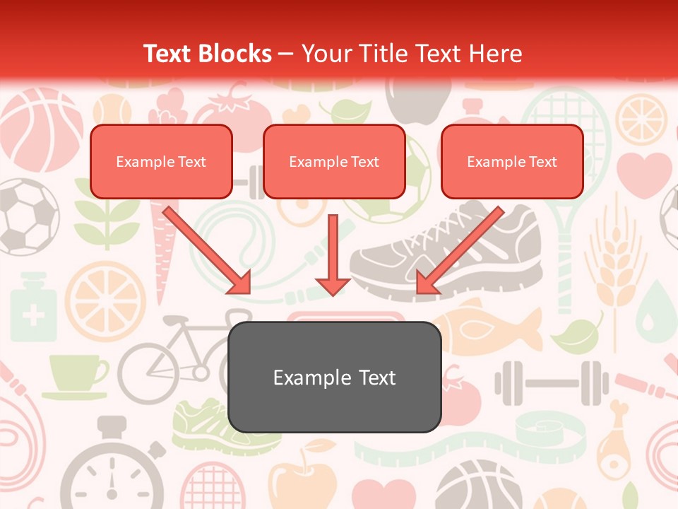 A Variety Of Sports Related Items On A White And Red Background PowerPoint Template