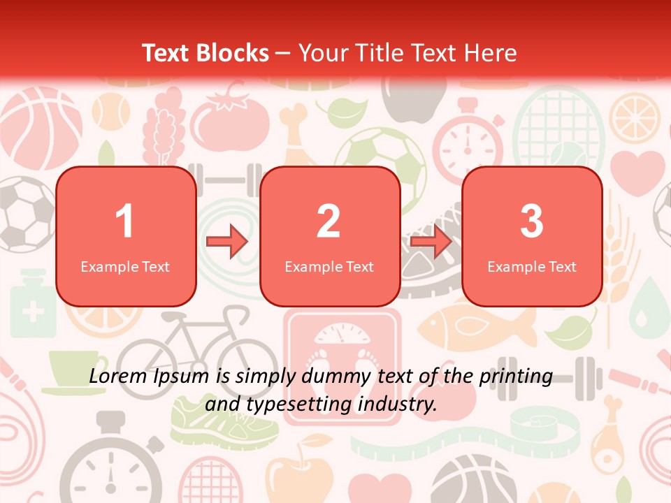 A Variety Of Sports Related Items On A White And Red Background PowerPoint Template